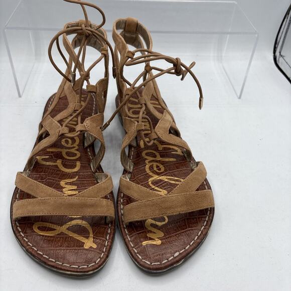Sam Edelman Gemma Gladiator Sandals Size 8.5 Brown Lace-Up Women’s Flats - Picture 5 of 9